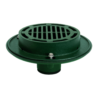 Josam Series 32100 cast iron floor drain with 9-inch round SUPER-FLO grate for commercial floor drainage