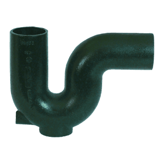 Josam Series 88100 deep seal cast iron P-trap with spigot inlet and outlet, used to maintain trap seals in commercial drainage systems
