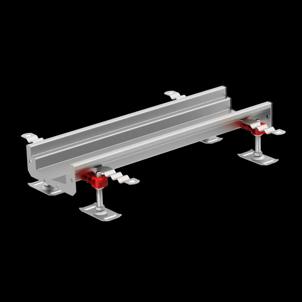 ACO stainless steel trench drain modular channel section with adjustable installation feet for hygienic industrial drainage