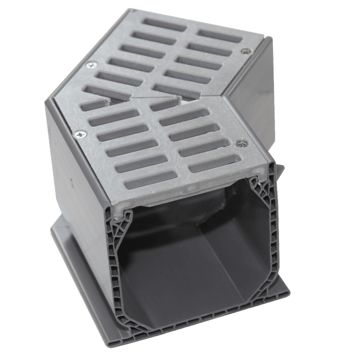 NDS Mini Channel Fabricated 45-Degree Elbow With Grate - Gray