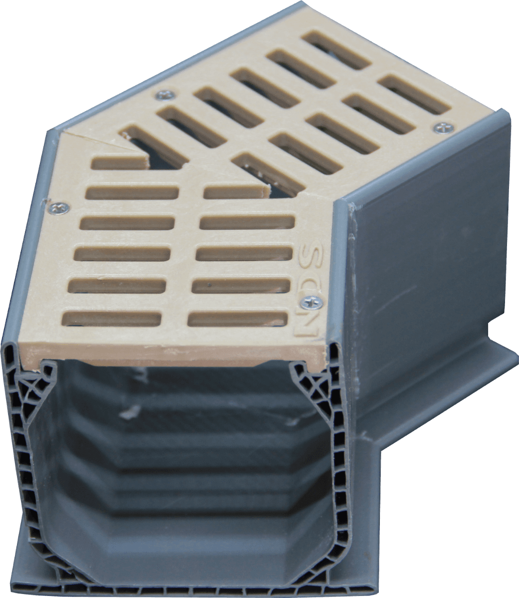 NDS Mini Channel Fabricated 45-Degree Elbow With Grate - Sand