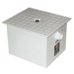 Josam grease interceptor with gasketed non-skid cover for commercial food service drainage