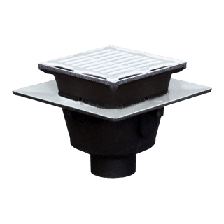 Josam Series 49300 coated cast iron sanitary floor sink with square top grate for indirect waste in commercial kitchens