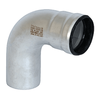 Josam 316L stainless steel push-fit bend fitting with EPDM gasket socket for changing direction in gravity and vacuum drainage lines