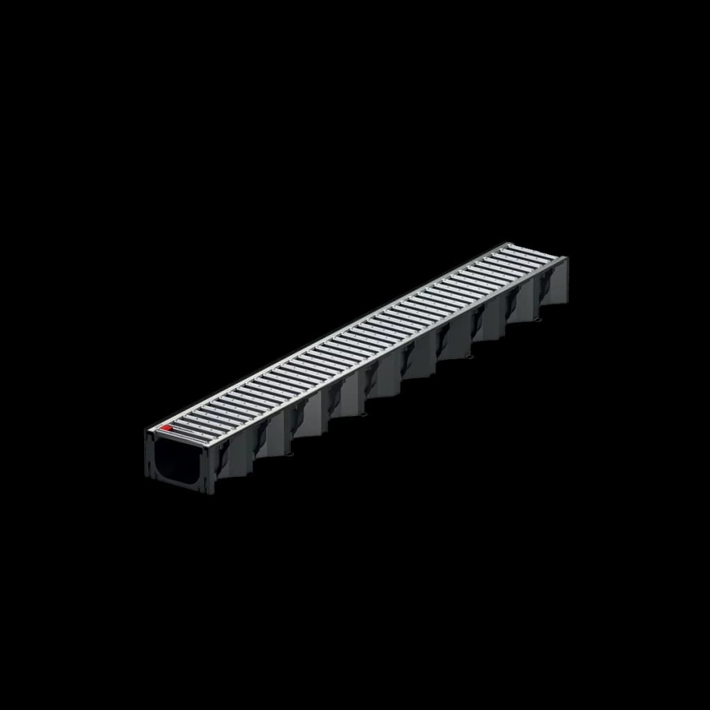 ACO HexaLine residential polymer channel drain with galvanized steel grate for DIY driveway, patio, and pool deck drainage