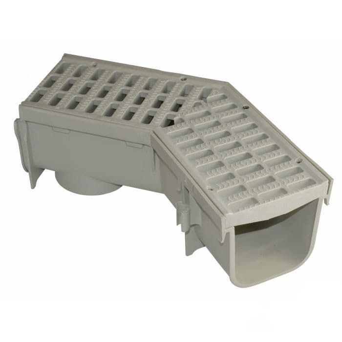 NDS 5" Pro Series Deep Profile Grate and Channel Drain 45-Degree Elbow